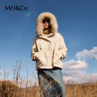 【贤哥专享】MOCO冬貉子毛皮领抽绳夹克外套派克服内裥棉MBC4COT011