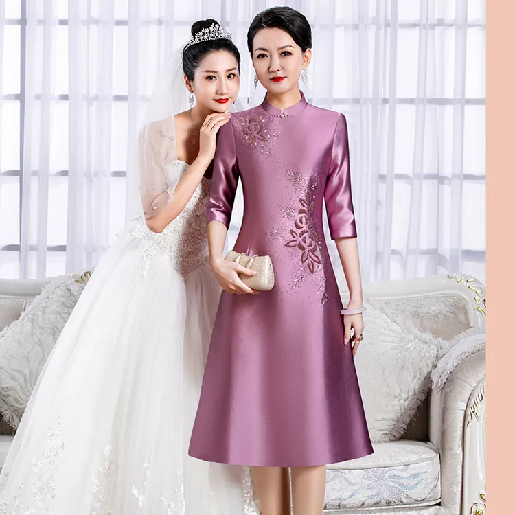 5871显年轻高贵喜婆婆婚宴装夏季优雅修身气质遮肚子新中式旗袍裙