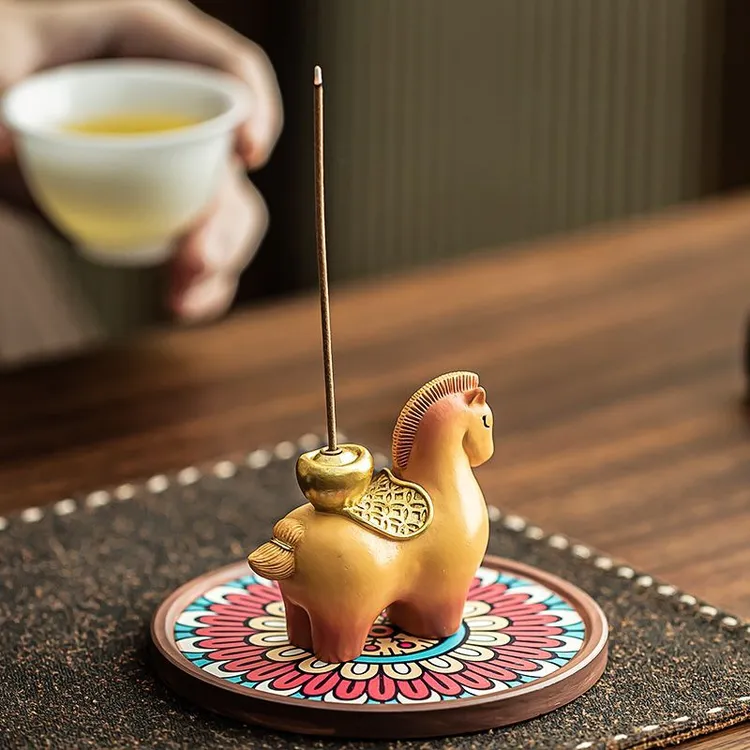 马上有钱香插摆件香炉家用室内送礼香插香座茶台桌面香薰摆件yw