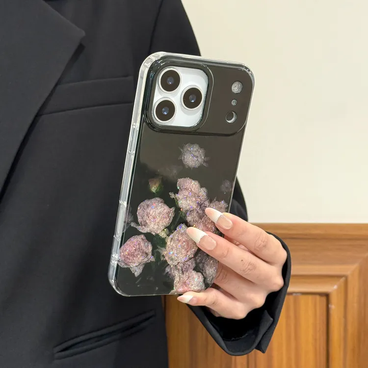 【AI按键】清冷透粉玫瑰适用苹果17promax/15/14手机壳iphone16卡通