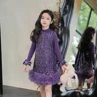 0769662女童连衣裙2025秋装儿童亮片背心裙女宝宝生日礼服公主裙