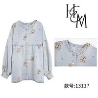 HUIERMAN/慧尔曼时尚设计师款可爱立体小熊牛仔外套【13117】