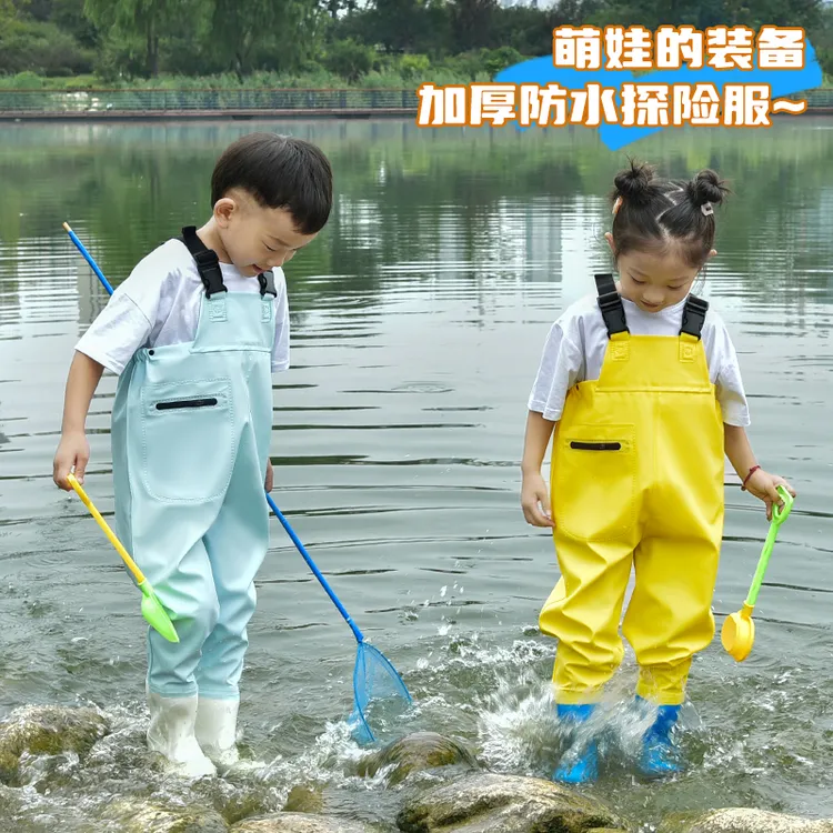儿童下水裤赶海连裤装备幼儿园玩沙水服涉水衣雨衣雨裤雨鞋一