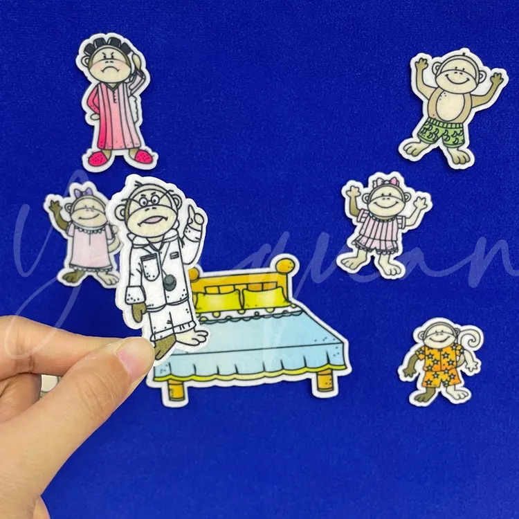 five little monkeys五只猴子歌曲毛毡教具手套幼