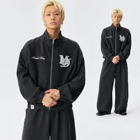 MEDM 珍珠太空层休闲立领拉链夹克男女款秋季新款潮美式宽松外套