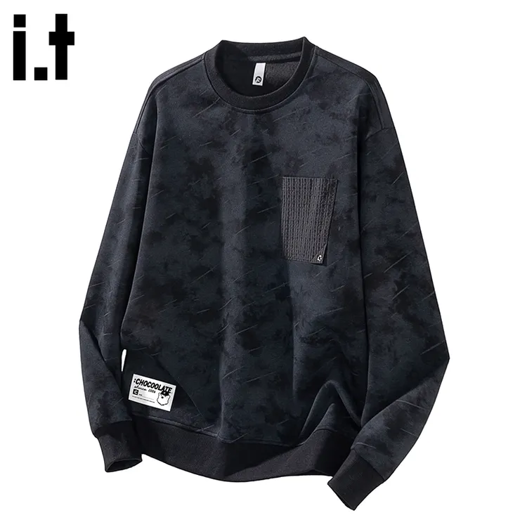 i.t:CHOCOOLATE扎染长袖卫衣男士秋冬设计感重磅宽松百搭圆领上衣