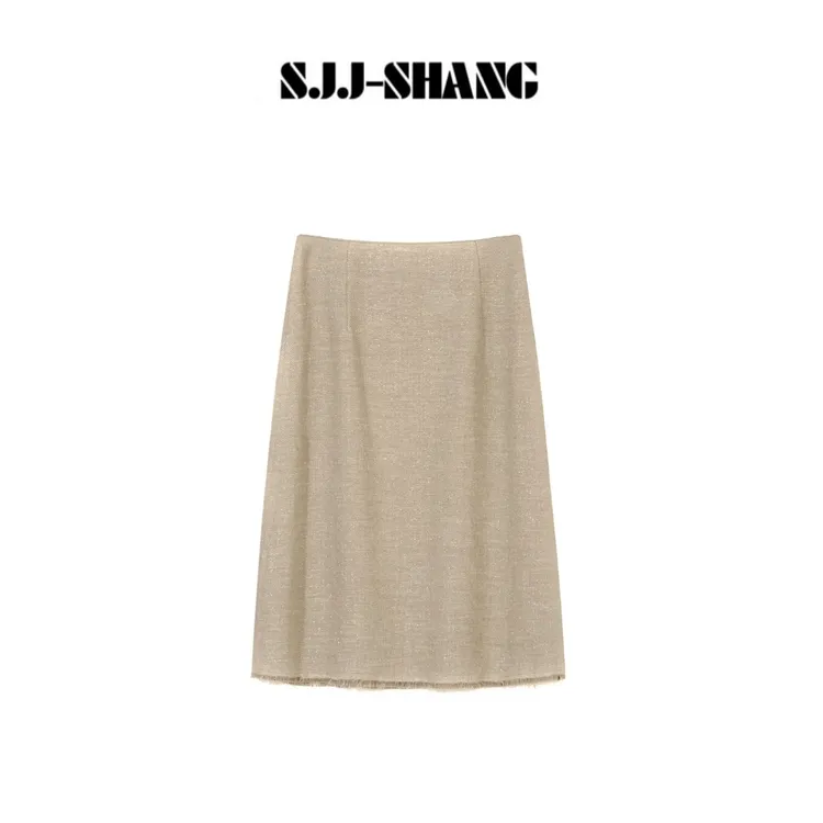 SJJ-SHANG【金丝裙】25ss新品莱赛尔+亚麻定制沙茶色半裙q134832p