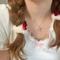 合金项链 粉色爱心宝石一箭穿心项链女轻奢吊坠简约变色锁骨链