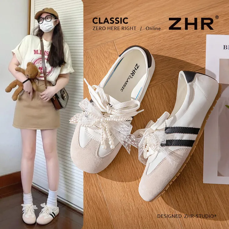ZHR则则透气休闲德训鞋女2025新款透气轻便百搭夏季复古增高女鞋