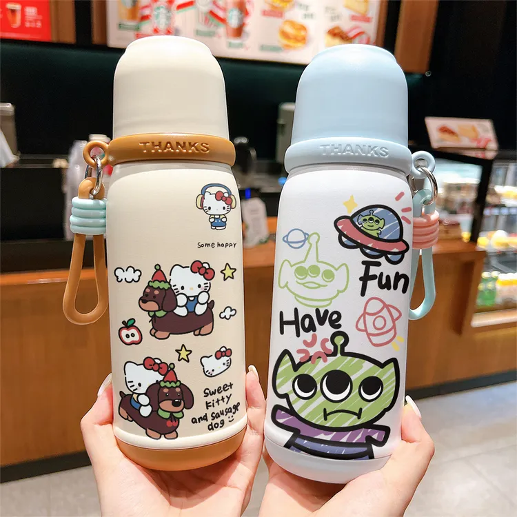 可爱凯蒂猫高颜值保温杯不锈钢直身杯户外出行随身大容量吸管水杯