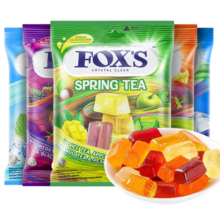 印尼进口foxs霍士水晶糖四季茶水果糖硬糖糖果零食网红爆款薄荷糖