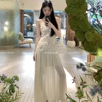 sinyeolzou 立体花朵重工雪纺连衣裙 #4133