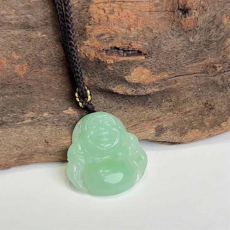 Colourful Yunnan/七彩云南天然翡翠糯冰种果阳绿佛公挂件吊坠