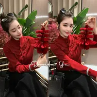Davida Yu【麦穗】秋冬新款全羊毛中领百搭打底长袖开衫 91159