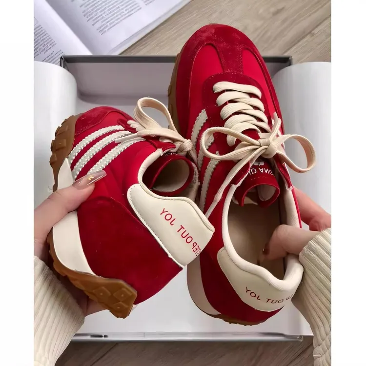 香港&CUFK【官方】官方正版2025年新款德国复古红色三杠德训鞋时