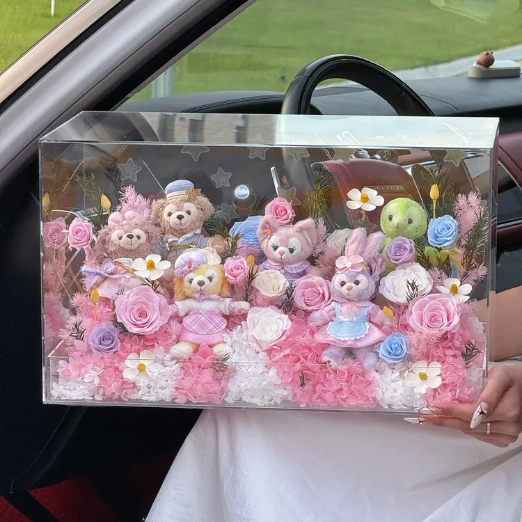 直发永生花玲娜贝儿星黛露雪莉玫饼饼Kitty玩偶玫瑰花园手工制作