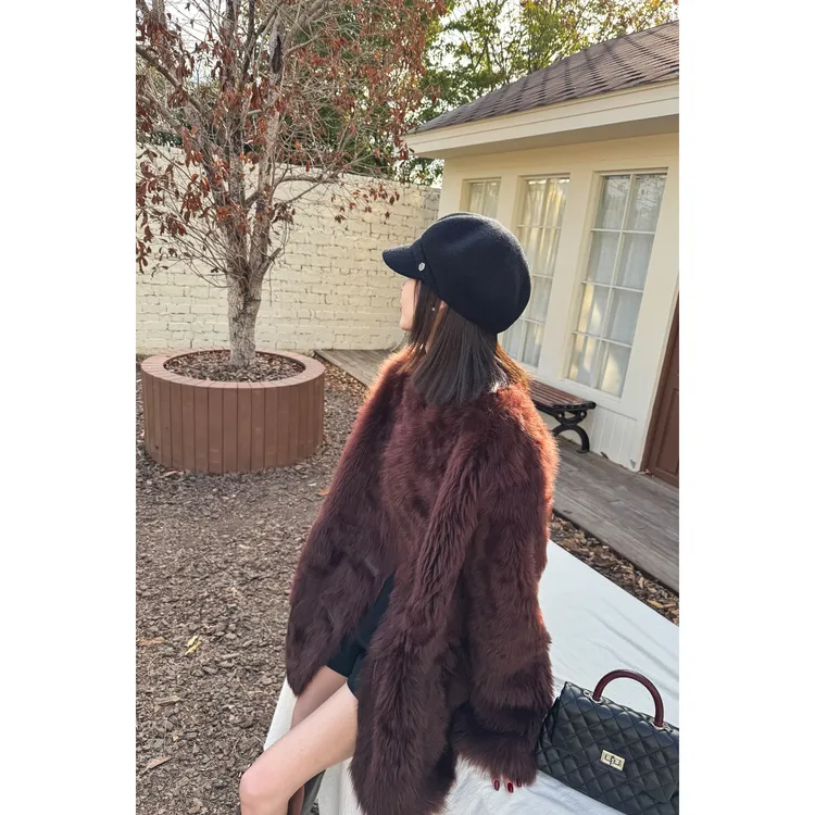 【CHENSMCHEN×JCSO】进口朗姆棕托斯卡纳皮毛一体外套CdSU10519WY