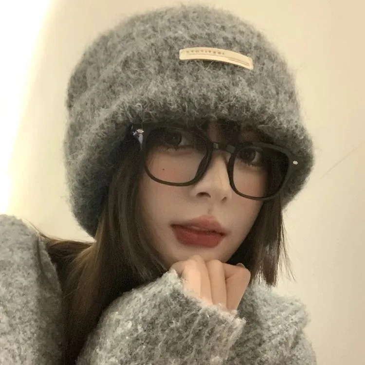 秋冬毛绒线堆堆帽大头围百搭休闲冷帽保暖帽子情侣护耳针织高级帽