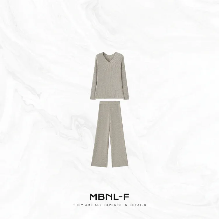MBNL-F“云柔垂坠感”100%超细羊毛密织坑条套装 秦磊XM-XTZ6500