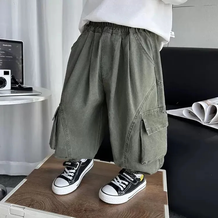 男童春秋韩范潮酷宽松灯笼工装裤2025新款儿童春季宝宝帅气长裤子