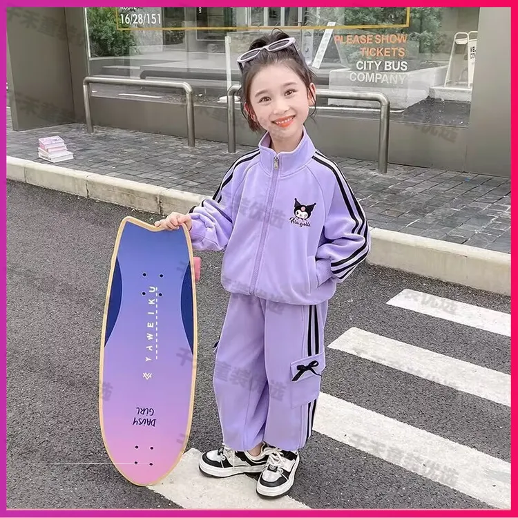 女童春秋运动套装女宝宝2025新款卡通洋气卫衣两件套儿童休闲秋装