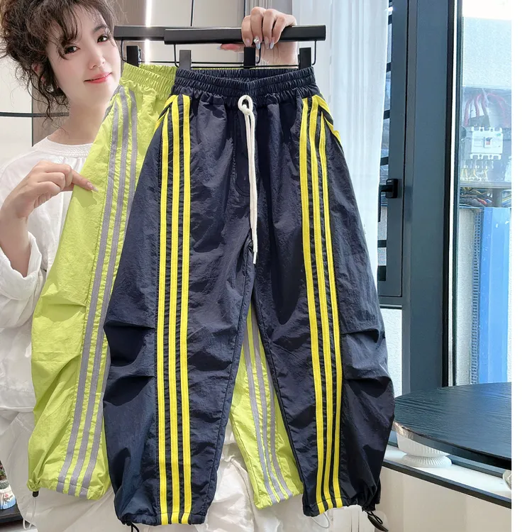 男童侧面编织裤子儿童2025夏季薄款防蚊裤夏装中大童宽松空调长裤