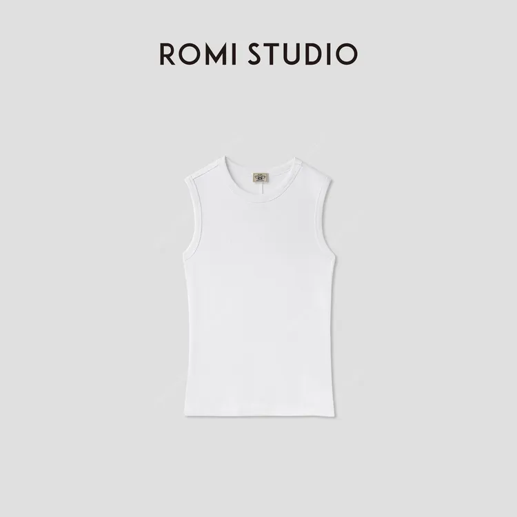 ROMI STUDIO“权威背心”棉质多色弹力罗纹圆领针织背心 RWCSSH2370