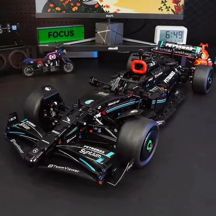 1:8超大奔驰F1方程式赛车积木拼装玩具益智摆件送男孩可改装动态