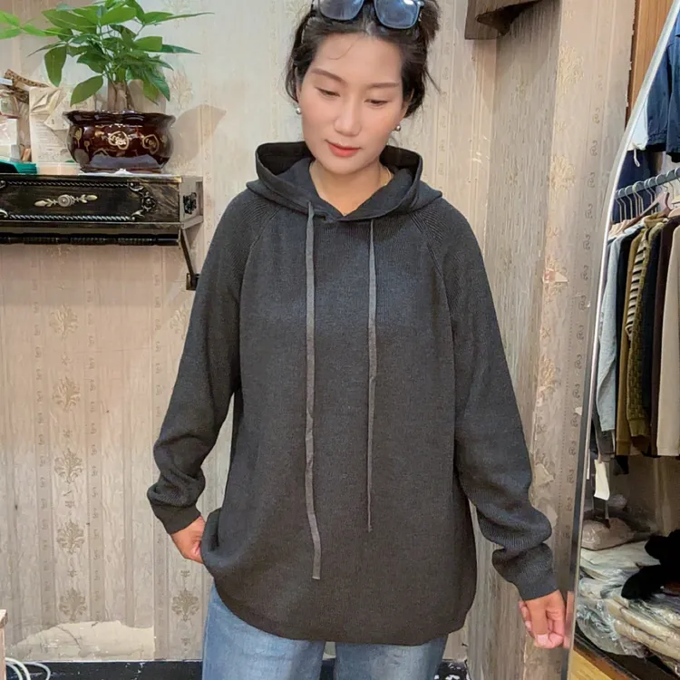 秋季款休闲宽松连帽长袖常规卫衣时尚上衣纯色秋季
