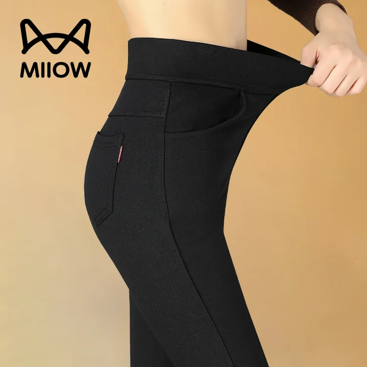 猫人打底裤女2025新款秋冬加厚黑色外穿高腰收腹提臀小黑裤铅笔裤
