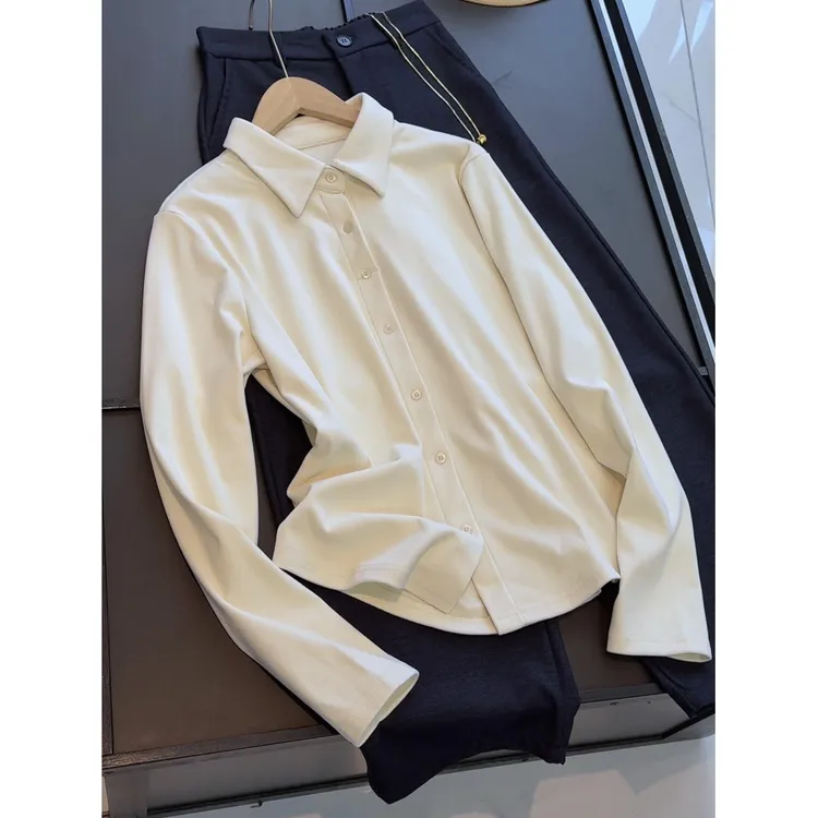 2025冬款polo衬衫领打底内搭显瘦显气质小衫