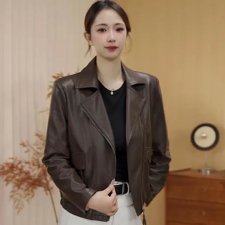 2025海宁皮衣秋冬女士外套皮衣外套修身显瘦时尚百搭春秋爆款外套