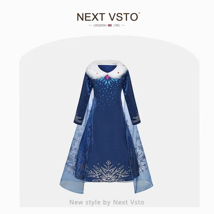 英国NEXT VSTO女童爱莎公主裙子春秋新款洋气儿童生日礼服连衣裙