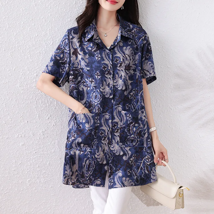 时尚简约宽松型洋气衬衫2025夏装新款气质显瘦百搭休闲大码上衣