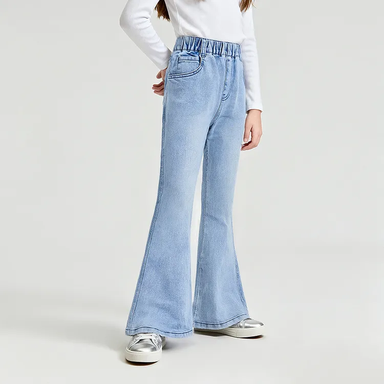 笛莎女童牛仔裤秋冬季中大童女孩喇叭裤儿童长裤春秋装-7N253A403