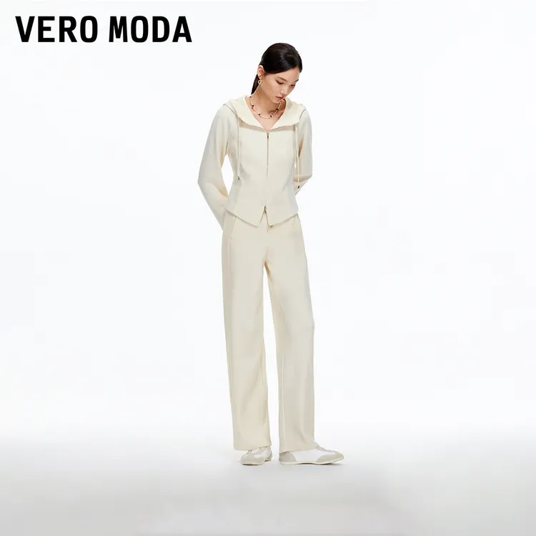 Vero Moda休闲裤25冬季新款高腰松紧腰头直筒裤休闲通勤325474004
