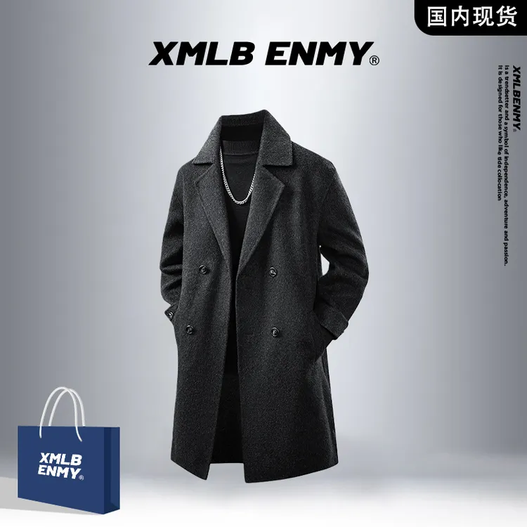 【轻奢潮牌现货】XMLBENMY冬季中长款毛呢大衣男士韩版休闲保暖外套