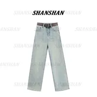 【SANSAN推荐】（带腰带）直筒高腰显腿长百搭牛仔裤DY-2412