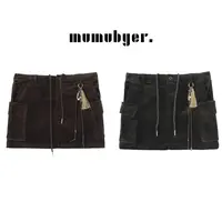 MUMUBYER •“众横山野”灯芯绒松紧腰抽绳挂饰翻口袋A字半裙
