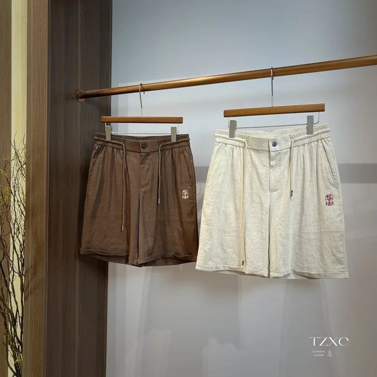 【8002-XZ】高奢男装 2025夏款 男士亚麻百搭简约运动舒适休闲短裤