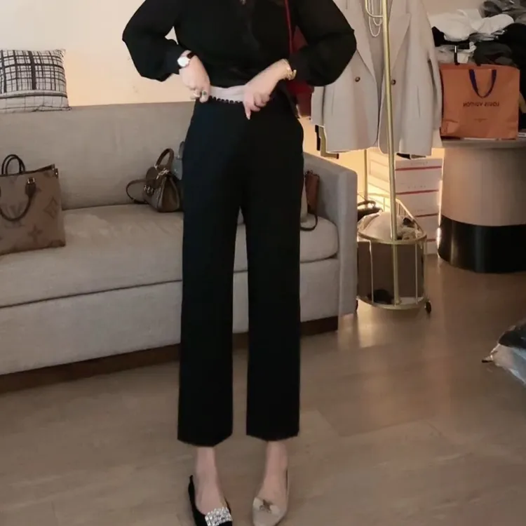 2025春夏款显瘦百搭气质韩版时尚设计感洋气西装休闲裤LK2502365