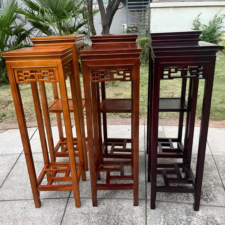 中式实木多层落地花架客厅阳台古花盆景架家用置物架简约花几绿植