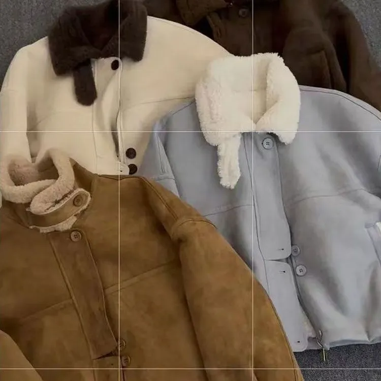 2025冬季新款复古文艺时尚清新小个子百搭美拉德韩版羊羔毛短外套