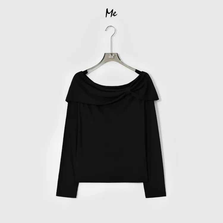 ME【一字领蝴蝶结】天丝绵羊毛混纺超柔少女感时尚百搭上衣MESA1088