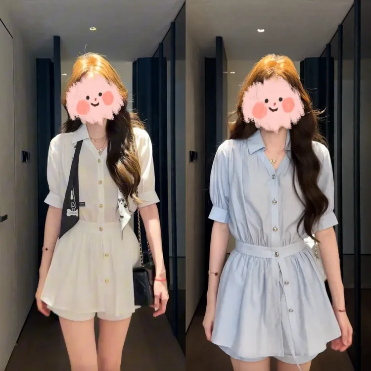 2025夏季新款法式高级感轻奢时尚亚麻收腰上衣+高腰遮胯短裤套装