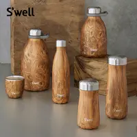 美国swell保温杯宽口木纹保温水杯不锈钢保温壶户外露营柚木复古