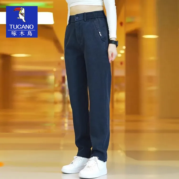 啄木鸟2025新款休闲裤男秋冬厚款直筒长裤高级感爸爸通勤爆款加绒