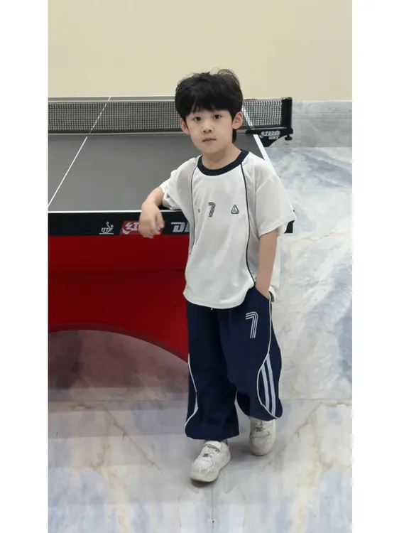 2025夏装薄款时尚宽松极简风夏季男女炸街运动风套装中大童两件套