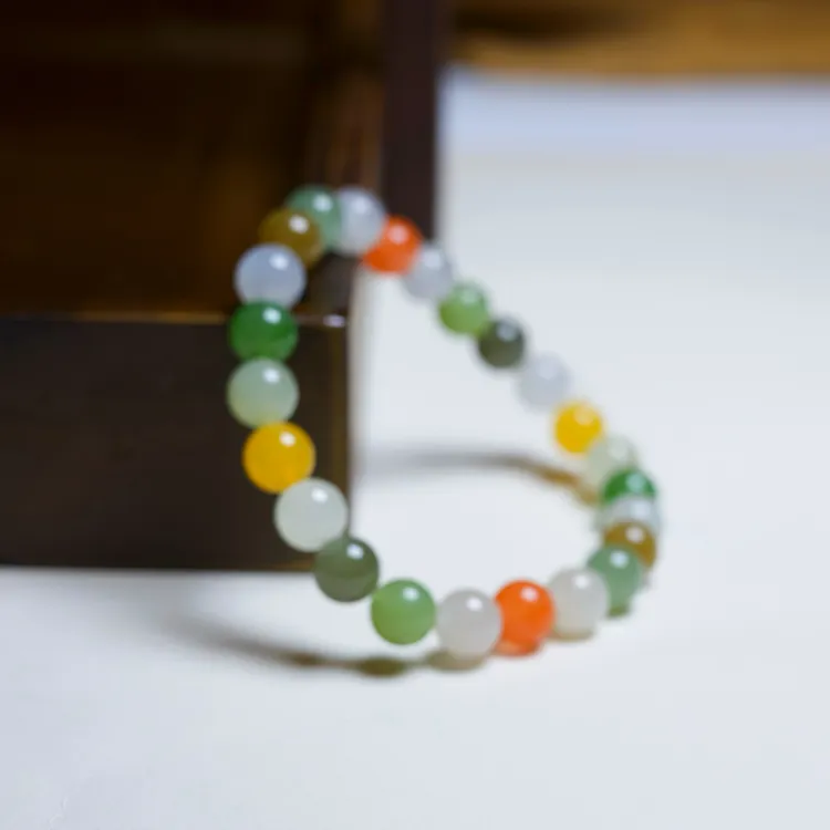 七彩云南和田玉糖果色手串 8mm左右 