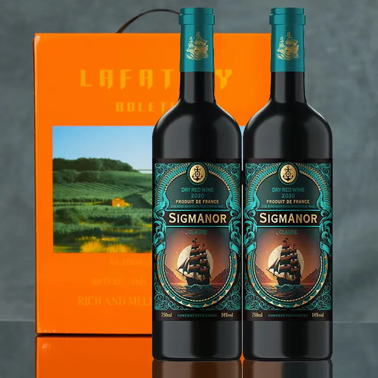 （双支礼袋装）克罗德干红葡萄酒14度750ML过年春节送礼年货节